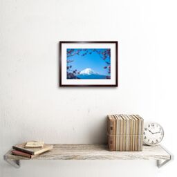 "Artery8 Wall Art Print Ying Cherry Blossom Mount Fuji Japan Framed in Brown - Size: W7"" x H9""" - thumbnail 2