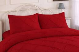 Homes-Linen Luxury Alexandra Pintuck Pleated Duvet Cover Set in Red - Size: Single - thumbnail 2