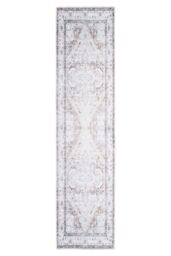 Kukoon Light Beige Distressed Hallway Runner Rug Non Slip & Washable in Off-White - Size: 80 cm x 300 cm - thumbnail 1