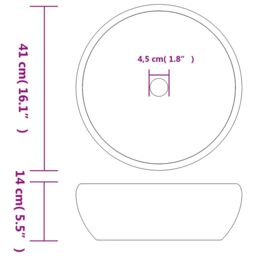 Berkfield Home Countertop Basin Black & Grey Round Œ¶41x14 cm Ceramic - Size: 41x14 cm - thumbnail 6