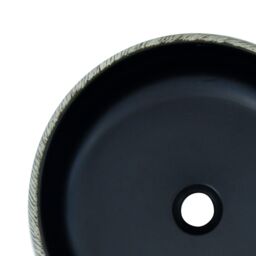 Berkfield Home Countertop Basin Black & Grey Round Œ¶41x14 cm Ceramic - Size: 41x14 cm - thumbnail 5
