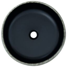 Berkfield Home Countertop Basin Black & Grey Round Œ¶41x14 cm Ceramic - Size: 41x14 cm - thumbnail 4