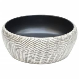 Berkfield Home Countertop Basin Black & Grey Round Œ¶41x14 cm Ceramic - Size: 41x14 cm - thumbnail 3