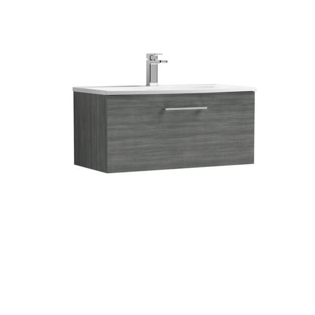 Balterley Bathroom 1 Soft Close Drawer Wall Hung Vanity, Anthracite, 800mm in Grey - image 1