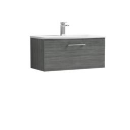 Balterley Bathroom 1 Soft Close Drawer Wall Hung Vanity, Anthracite, 800mm in Grey - thumbnail 1