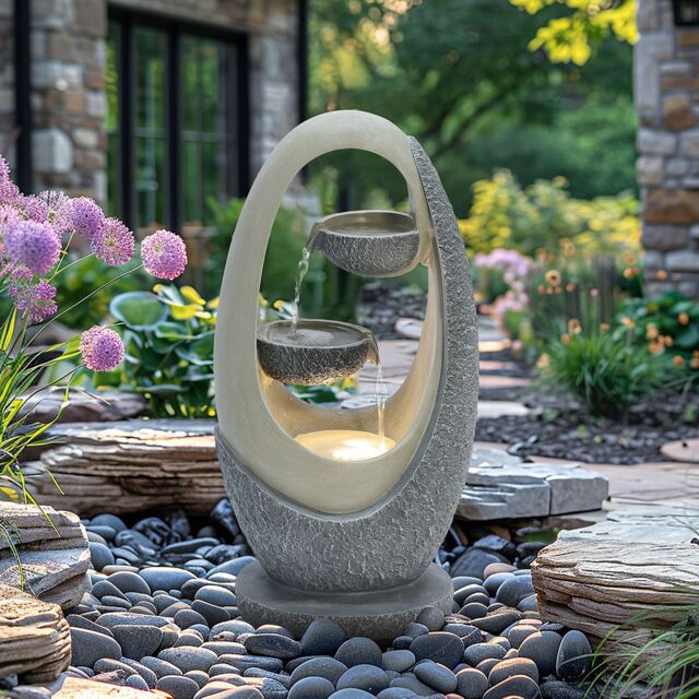 Charles Bentley Loire Cascading Water Feature - Mains Powered in Grey - image 1