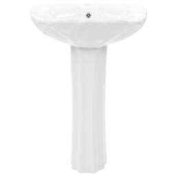 Berkfield Home Elegant Freestanding Basin with Pedestal Ceramic White 580x510x200mm - thumbnail 4
