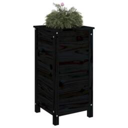 Berkfield Home Beautiful Garden Planter Black 40x40x78 cm Solid Wood Pine - Size: 40 x 40 x 78 cm