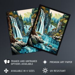 "Artery8 Wall Art Print Plitvice Lakes National Park Artwork Reserve In Croatia With Waterfalls Art Framed in Black - Size: W12"" x H16""" - thumbnail 2