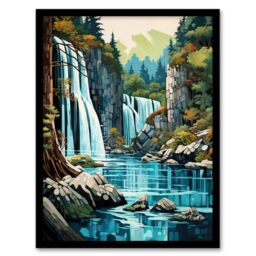 "Artery8 Wall Art Print Plitvice Lakes National Park Artwork Reserve In Croatia With Waterfalls Art Framed in Black - Size: W12"" x H16""" - thumbnail 1