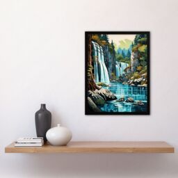 "Artery8 Wall Art Print Plitvice Lakes National Park Artwork Reserve In Croatia With Waterfalls Art Framed in Black - Size: W12"" x H16""" - thumbnail 4