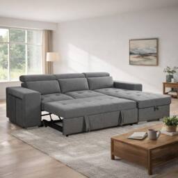 Furnishings For Less UK Astrix Grey Fabric Universal Corner 3-4 Seater Sofa Bed
