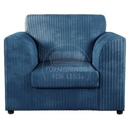 Furnishings For Less UK Luxor Jumbo Cord 3 + 2 + 1 Fabric 3 Piece Sofa Suite - Scatter Back in Blue - thumbnail 4