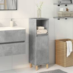 Berkfield Home Bathroom Cabinet Concrete Grey 30x30x100 cm Engineered Wood - Size: 30 x 30 x 100 cm