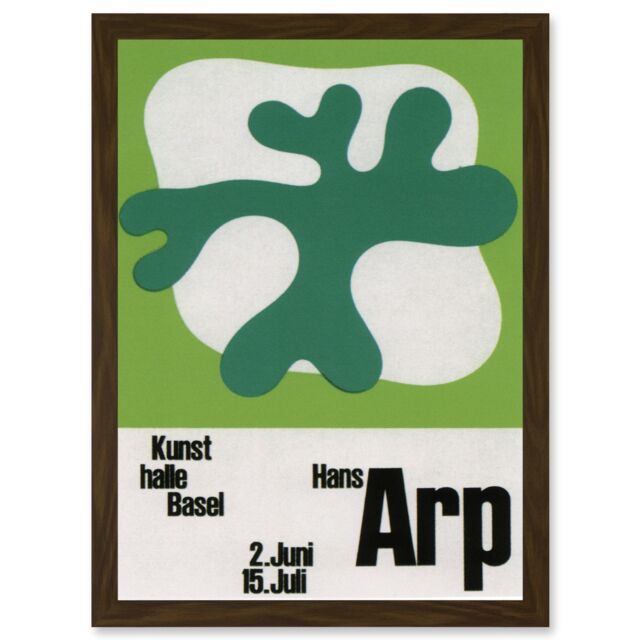 Artery8 Advert Exhibition Kunsthalle Switzerland Cultural Hans Arp Dada Surrealism Artwork Framed Wall Art Print A4 in Brown - image 1