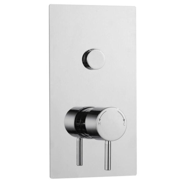 Clifton Single Round Push Button Concealed Thermostatic Shower Mixer Valve in Metallic Silver