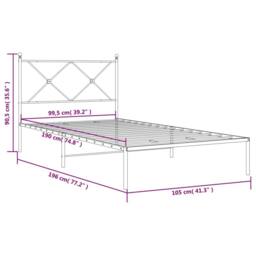 Berkfield Home Metal Bed Frame without Mattress with Headboard White 100x190cm - Size: 100x190 cm - thumbnail 8