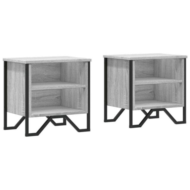 Berkfield Home Bedside Cabinet Grey Sonoma 2 pcs 40x30x40 cm Engineered Wood - Size: 40 x 30 x 40 cm - image 1