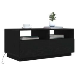 Berkfield Home Coffee Table with LED Lights Black Oak 90x49x40 cm - Size: 90 x 49 x 40 cm - thumbnail 5