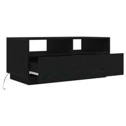 Berkfield Home Coffee Table with LED Lights Black Oak 90x49x40 cm - Size: 90 x 49 x 40 cm - thumbnail 9
