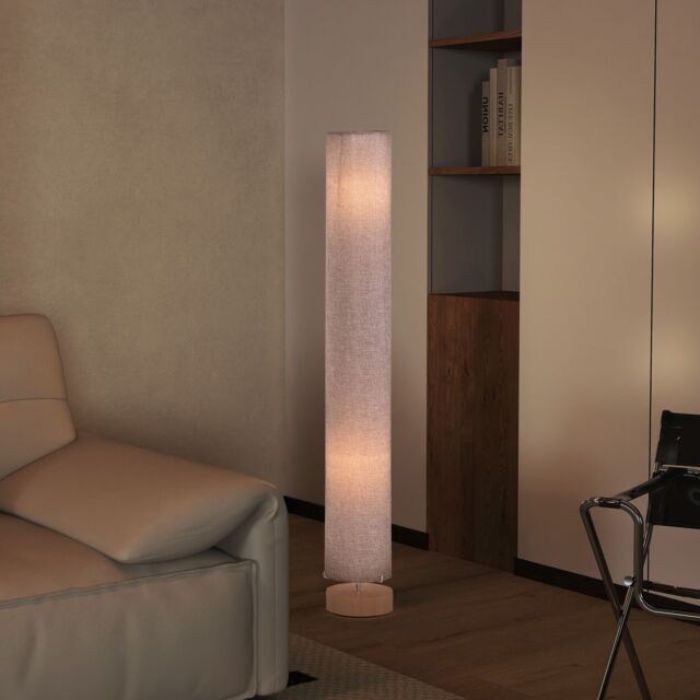 HOMCOM 120 cm Tall Floor Lamp for Warm Lighting in Living space Fabric Shade in Grey - image 1