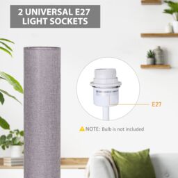HOMCOM 120 cm Tall Floor Lamp for Warm Lighting in Living space Fabric Shade in Grey - thumbnail 4