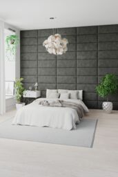 Aspire EasyMount Wall Mounted Upholstered Panels, Modular DIY Headboard in Kimiyo Linen Fabric (Pack of 4) in Silver - thumbnail 2