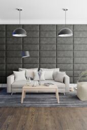 Aspire EasyMount Wall Mounted Upholstered Panels, Modular DIY Headboard in Kimiyo Linen Fabric (Pack of 4) in Silver - thumbnail 4