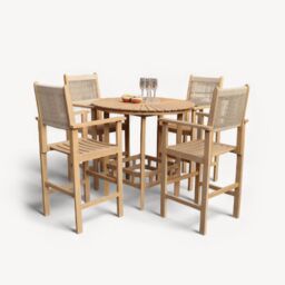 Royalcraft Roma 4 Seat Rope Bar Set with High Chairs in Beige - thumbnail 5