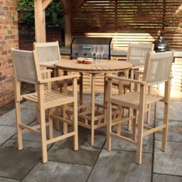 Royalcraft Roma 4 Seat Rope Bar Set with High Chairs in Beige - thumbnail 1