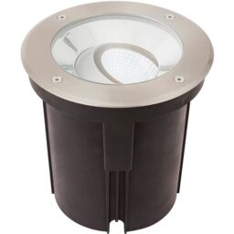 Loops Stainless Steel Drive Over IP67 Ground Light - 16.5W Cool White Tilting Head LED in Metallics