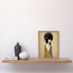 Artery8 The Goddess in Gold Black Klimt Style Robe Artwork Framed Wall Art Print A4 in Light Oak - thumbnail 2