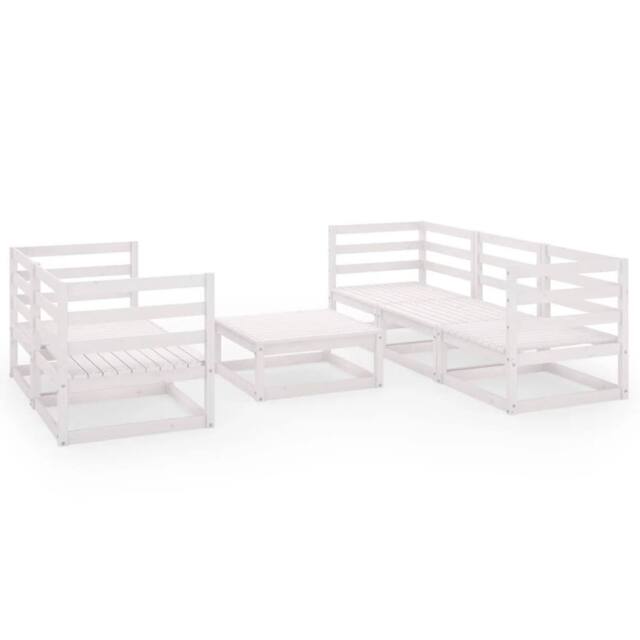 Berkfield Home 6 Piece Garden Lounge Set White Solid Wood Pine - image 1