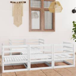 Berkfield Home 6 Piece Garden Lounge Set White Solid Wood Pine - thumbnail 2