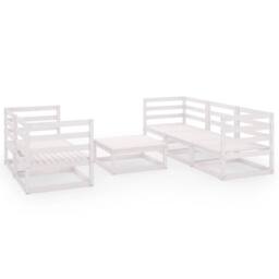 Berkfield Home 6 Piece Garden Lounge Set White Solid Wood Pine - thumbnail 1
