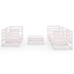 Berkfield Home 6 Piece Garden Lounge Set White Solid Wood Pine - thumbnail 3