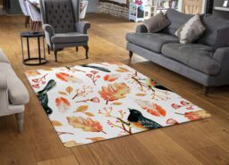 Benjamin Tate Design Birds & Leaves In Autumn Rug in Natural - Size: Large - thumbnail 2