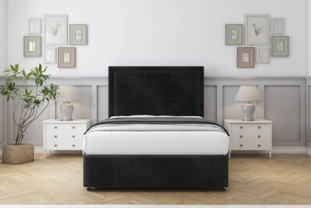 "Comfort Beds Anna Naples Divan Set 4 Drawers-54"" Headboard-Footboard in Black - Size: Small Double" - image 1