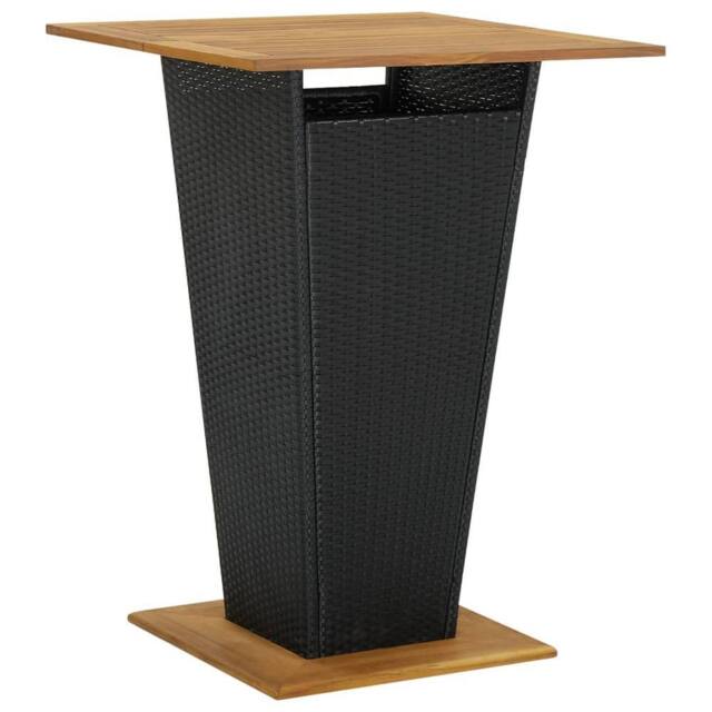 Berkfield Home Bar Table Black 80x80x110 cm Poly Rattan & Solid Acacia Wood - Size: 80 x 80 x 110 cm - image 1