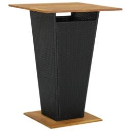 Berkfield Home Bar Table Black 80x80x110 cm Poly Rattan & Solid Acacia Wood - Size: 80 x 80 x 110 cm
