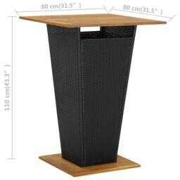 Berkfield Home Bar Table Black 80x80x110 cm Poly Rattan & Solid Acacia Wood - Size: 80 x 80 x 110 cm - thumbnail 6