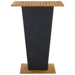 Berkfield Home Bar Table Black 80x80x110 cm Poly Rattan & Solid Acacia Wood - Size: 80 x 80 x 110 cm - thumbnail 3