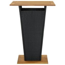Berkfield Home Bar Table Black 80x80x110 cm Poly Rattan & Solid Acacia Wood - Size: 80 x 80 x 110 cm - thumbnail 2