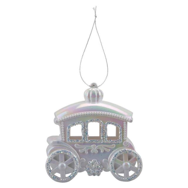 VFM e-Store Christmas Carriage Hanging Decoration 11cm x 5cm Silver X 1 - Size: 11 cm x 5 cm - image 1