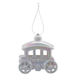 VFM e-Store Christmas Carriage Hanging Decoration 11cm x 5cm Silver X 1 - Size: 11 cm x 5 cm - thumbnail 1