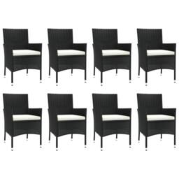 Berkfield Home Beautiful 9 Piece Garden Dining Set with Cushions Black Poly Rattan - thumbnail 4