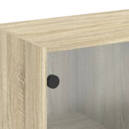 Berkfield Home Wall Cabinet with Glass Doors Sonoma Oak 68x37x68.5 cm in Natural - thumbnail 9