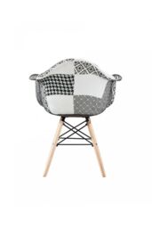 Life Interiors Single Patchwork Accent Chair with Wooden Legs & Black Metal Wire Frame - thumbnail 4