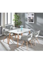 Life Interiors Single Patchwork Accent Chair with Wooden Legs & Black Metal Wire Frame - thumbnail 5