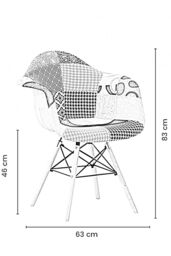 Life Interiors Single Patchwork Accent Chair with Wooden Legs & Black Metal Wire Frame - thumbnail 6